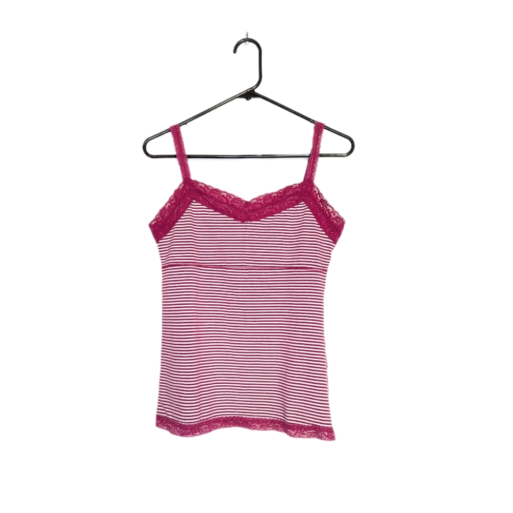 Early 2000s Lace Trim Babydoll Waist Cami Tank Top Grunge Feminine